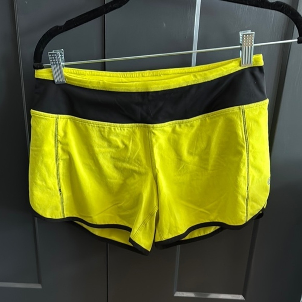 Lululemon Athletica Yellow and Black speed up Athletic Shorts